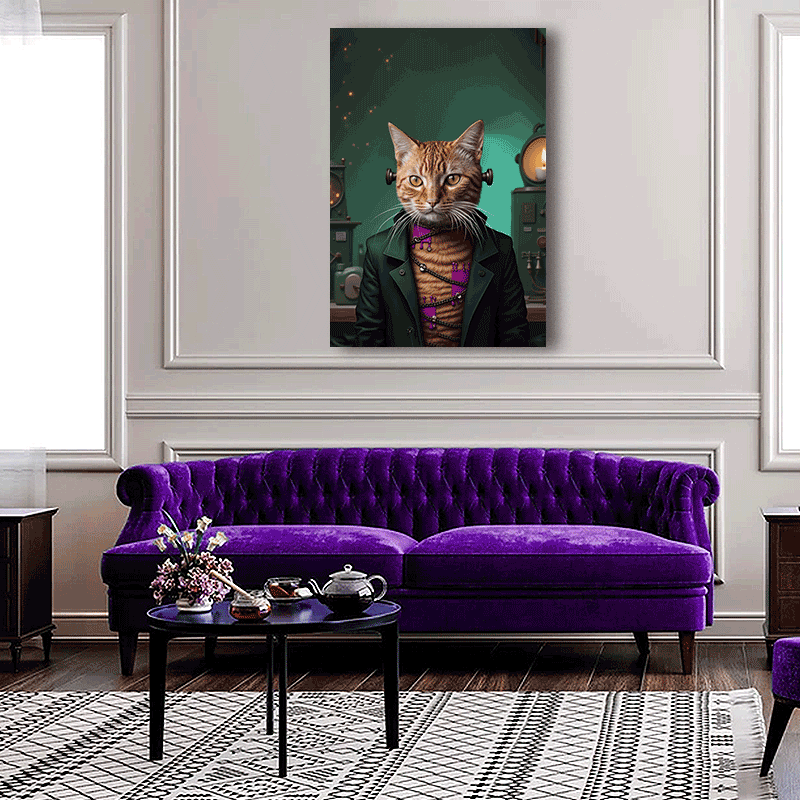 Frankenstein Monster Halloween Pet Portrait - Custom Pet Portrait